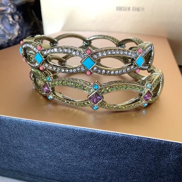 Heidi Daus Set Crystal Bangle Bracelets SZ M - Picture 6 of 16